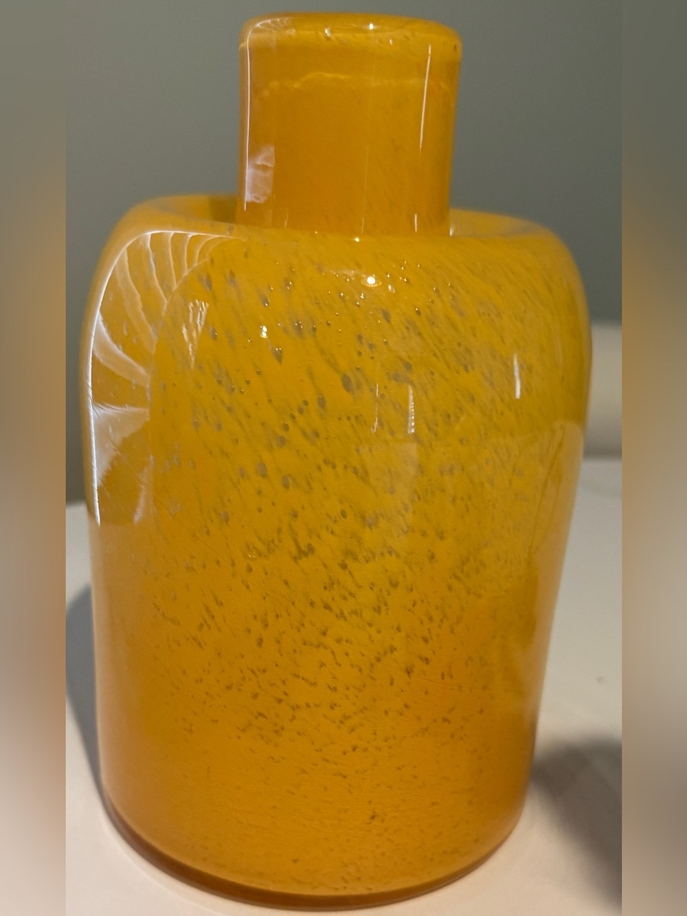 Anthropologie Yellow Art Glass Vase